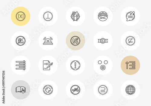 signs outline icon set. linear vector for ui, web and mobile. thin line absolute, no ironing, align right icons.