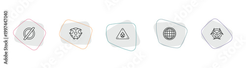 signs outline icon set. linear vector for ui, web and mobile. thin line empty, toxic warning, fire warning icons.