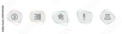 signs outline icon set. linear vector for ui, web and mobile. thin line there exists, align right, favourite star icons.