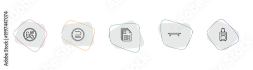 signs outline icon set. linear vector for ui, web and mobile. thin line no drugs, is a sub of, text documents icons.