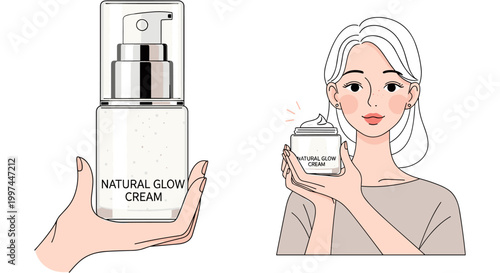 Woman applying natural skincare cream in soft warm lighting for beauty product advertising