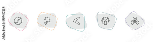 signs outline icon set. linear vector for ui, web and mobile. thin line prohibition circle, ceres, is less than icons.