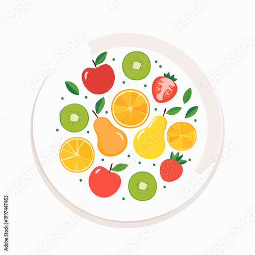 Obstteller mit frischen Früchten ästhetisch und modern angerichtet