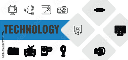 technology outline icon set. linear vector for ui, web and mobile. thin line virtual hine, structural elements, bounce rate icons.