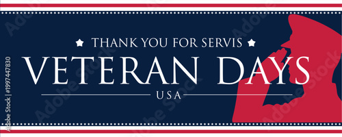 USA Veterans Day greeting cards set with United States national flag. Honoring all who served. United States national holiday vector illustration.