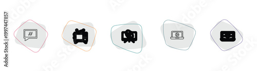 technology outline icon set. linear vector for ui, web and mobile. thin line microblogging, old tv, tv and satellite icons.