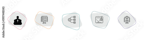 technology outline icon set. linear vector for ui, web and mobile. thin line science fiction, front end, structural elements icons.