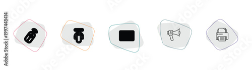 technology outline icon set. linear vector for ui, web and mobile. thin line wireless mouse, microphone interface, spreadsheet icons.