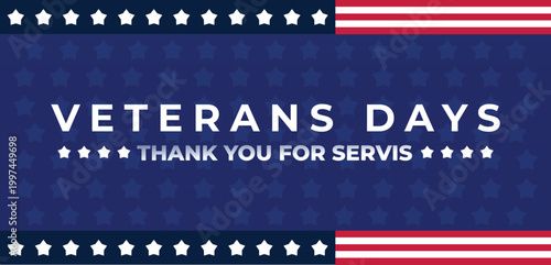 USA Veterans Day greeting cards set with United States national flag. Honoring all who served. United States national holiday vector illustration.