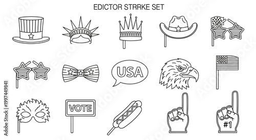 American Political Protest Symbol Icons.