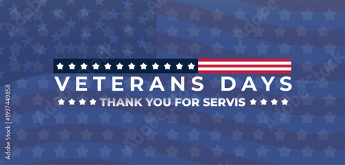 USA Veterans Day greeting cards set with United States national flag. Honoring all who served. United States national holiday vector illustration.