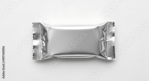 Shiny silver foil packet wrapped around a rectangular object