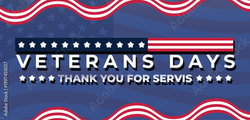 USA Veterans Day greeting cards set with United States national flag. Honoring all who served. United States national holiday vector illustration.