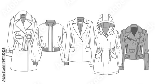 Variety of coats and jackets on display.