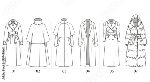 Variety of long coats and capes.