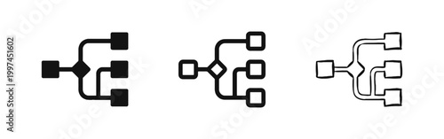 Fotografía Flowchart Branching Diagram Icon Set - Process Workflow and Structure Concept