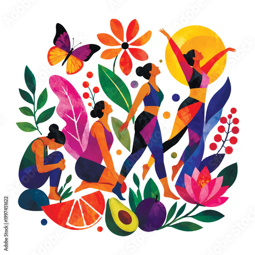 Photos Vibrant vector illustration of a wellness transformation