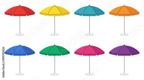 Colorful Beach Umbrellas in Various Colors.