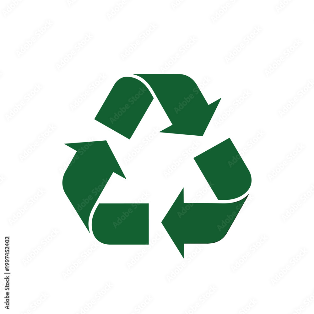 Fototapeta premium Green recycling symbol protects earth with three arrows
