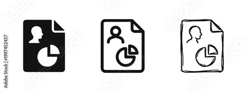 Personal Analytics Report Icon Set - CV and Employee Performance Concept