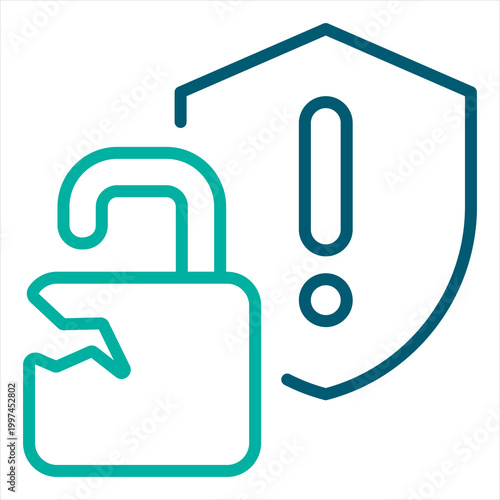 Security Breach Single Icon Line Color