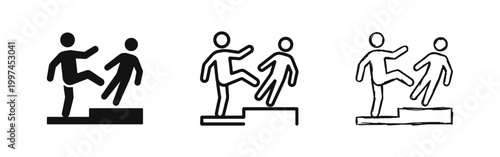 Conflict and Kicking Icon Set - Aggression and Competition Concept