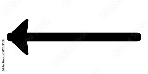 Black arrow pointing left. Arrow shape element