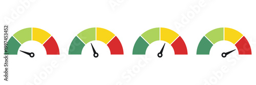 Speedometer Icon Set – RPM and Boost Gauge Dashboard Indicators, Performance Meter Vector Collection for
 UI and Technology Design