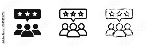 Customer Rating with Stars Icon Set - Social Feedback and Review Concept