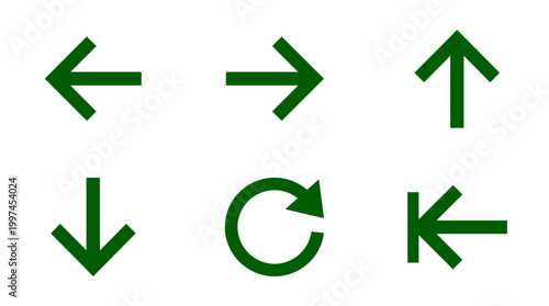 Set of directional arrows in green, indicating various movements and actions, suitable for navigation