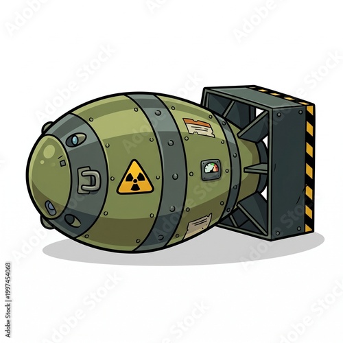 Cartoon atomic bomb on a white background