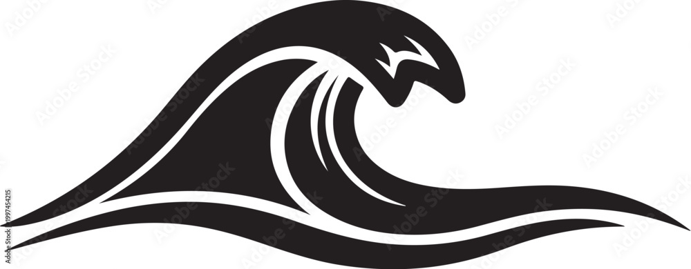 Obraz premium Wave, ocean wave, sea wave, black wave icon, vector wave