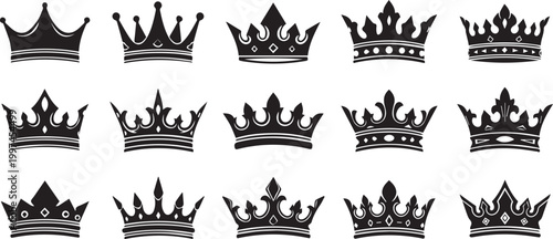 Royal Crown Silhouette Set for King Queen and Luxury Design Concept
