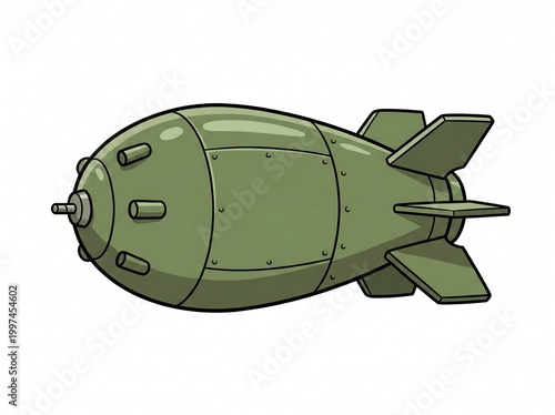 Cartoon atomic bomb on a white background