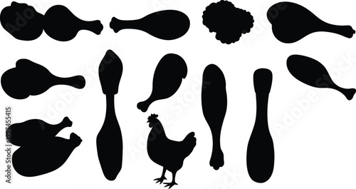 Vector Chicken Drumstick Icon Set Design for Fast Food Branding, Restaurant Menu, and Food Delivery Creative Projects