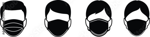 Vector Face Mask Icon Set Design for Medical Protection, Healthcare Safety, and Modern Hygiene Branding Projects