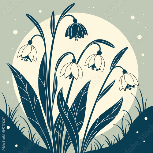 Magical Glowing Floral Background with Neon Light Effects