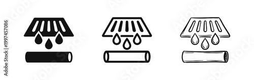 Water Drainage and Pipe Filtration Icon Set