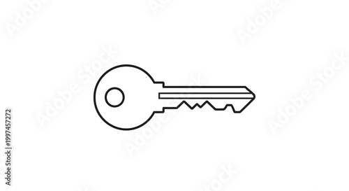 Simple outline illustration of a metal key on a white background