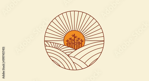 A serene sunrise over rolling hills with a cityscape silhouette in the distance.