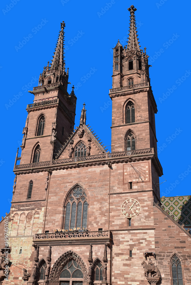 Fototapeta premium Façade de la cathédrale de Bâle. Suisse
