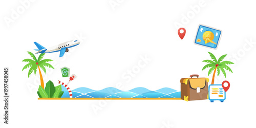 Summer vacation and travel adventure concept illustration, vector