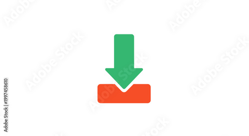Green arrow pointing down button icon.