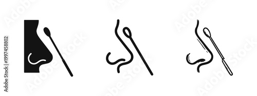 Nasal Swab Medical Test Icon Set