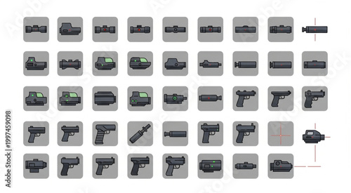 Collection of various firearms and weapons, showcasing different types and designs for military or security purposes.
