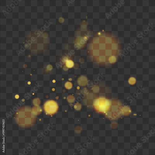 Shimmering particles glow like distant stars, scattered across a deep black sky. Subtle gradients enhance the atmosphere. Ideal for cosmic and abstract themes
