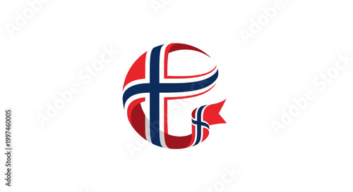 Norwegian flag symbol nordic design.