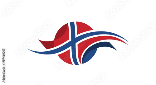 Norwegian flag symbol nordic design.