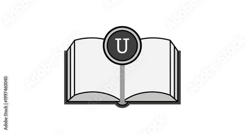 Open Book with Letter U Marker.