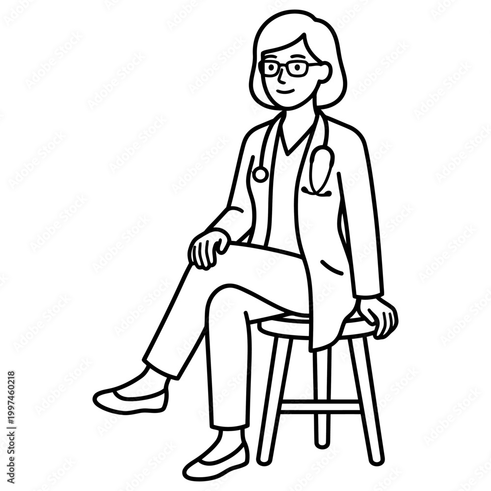 Fototapeta premium Clinic Consultation Female Doctor Sitting Comfortably